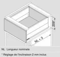 Hauteur E : 209 mm - blanc soie mat - Boxcap