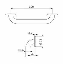 Barre d'appui droite Basic - 32 mm