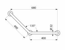 Barre d'appui coudée 135° Basic - 32 mm