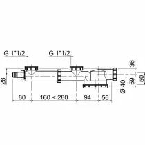 Siphon évier Espace 2 bacs extra plat avec prise MAL