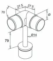 Raccord pour support main courante orientable - ø 42,4 mm