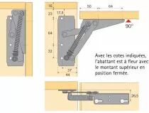 Compas d\'abattant à ressorts Lift 90 pour portes de placard